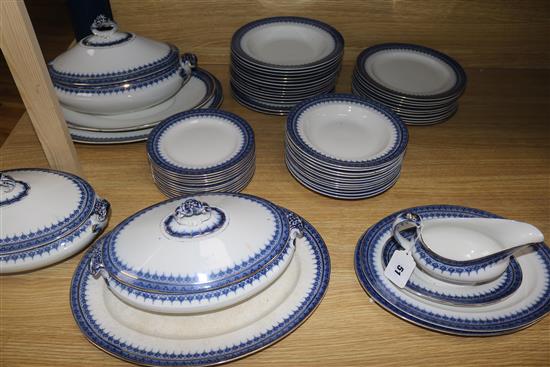 A Booths Majestic blue and white part dinner service